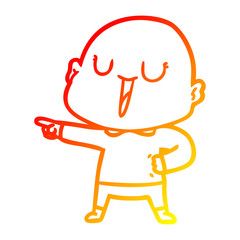 warm gradient line drawing happy cartoon bald man