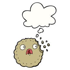 frightened cookie cartoon and thought bubble