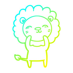 cold gradient line drawing cartoon lion