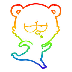 rainbow gradient line drawing running bear cartoon