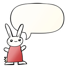 cute cartoon rabbit and speech bubble in smooth gradient style