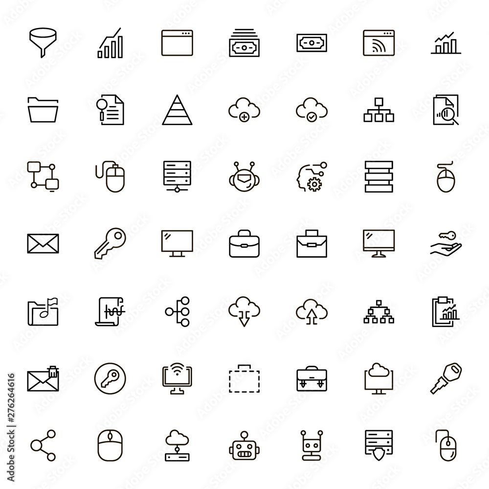 Poster development icon set.