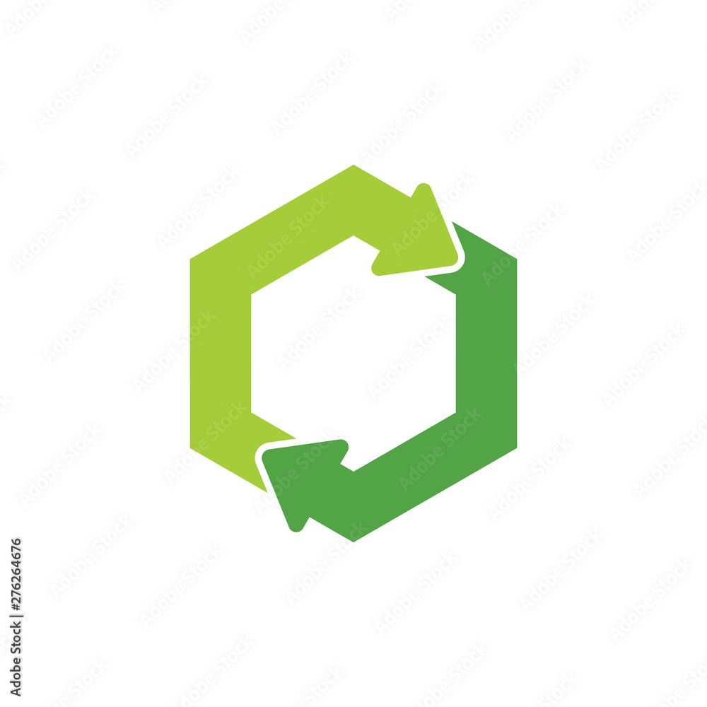 Poster simple rotation arrows hexagonal symbol vector