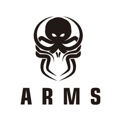 Octopus icon, emblems with silhouette of octopus.