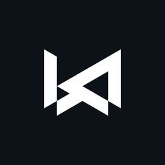 letter kw simple geometric line logo vector