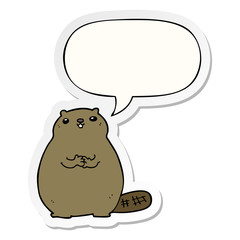 cartoon beaver and speech bubble sticker