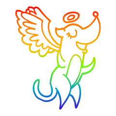 rainbow gradient line drawing cartoon angel dog