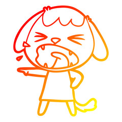 warm gradient line drawing cute cartoon dog barking