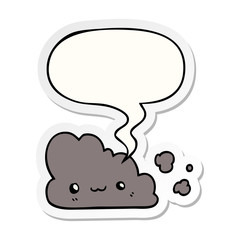 cute cartoon cloud and speech bubble sticker