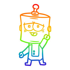 rainbow gradient line drawing cartoon robot