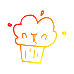 warm gradient line drawing cartoon cupcake