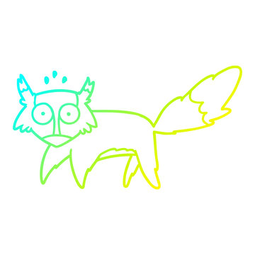 recommend clip art: cold gradient line drawing cartoon startled fox
