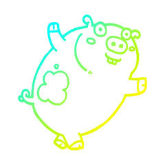 cold gradient line drawing funny cartoon pig
