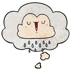 cartoon storm cloud and thought bubble in grunge texture pattern style