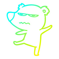 cold gradient line drawing annoyed bear cartoon pointing