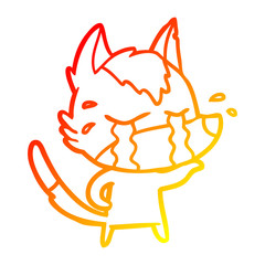 warm gradient line drawing cartoon crying wolf