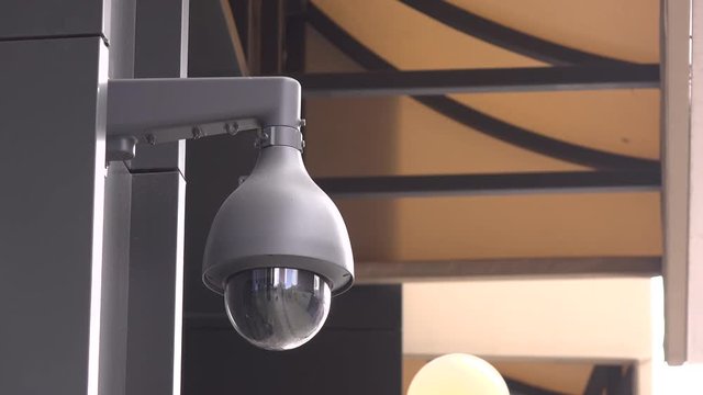 Security Camera On Side Of Restaurant Building 4k