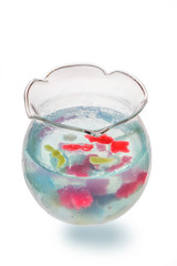 夏の和風ゼリー　Japanese style jelly with goldfish design
