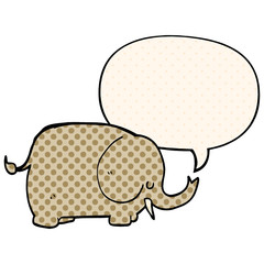 cartoon elephant and speech bubble in comic book style