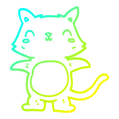 cold gradient line drawing cartoon cat