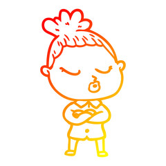 warm gradient line drawing cartoon calm woman