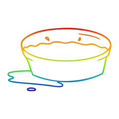 rainbow gradient line drawing cartoon dog water bowl