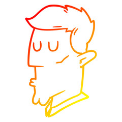warm gradient line drawing cartoon serious man