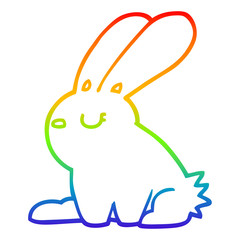rainbow gradient line drawing cartoon rabbit