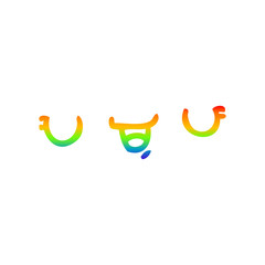 rainbow gradient line drawing happy cartoon expression