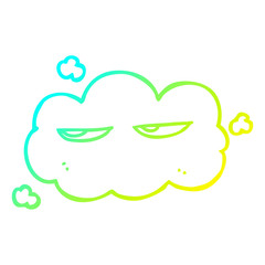 cold gradient line drawing cute cartoon cloud