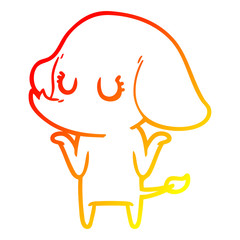 warm gradient line drawing cute elephant shrugging shoulders