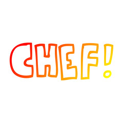 warm gradient line drawing cartoon word chef