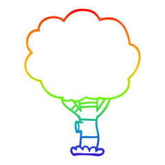 rainbow gradient line drawing cartoon tree