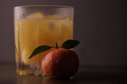 closeup of orange juice in glass
