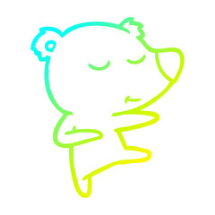 cold gradient line drawing happy cartoon bear dancing