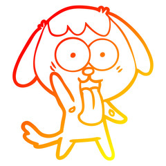 Fototapeta premium warm gradient line drawing cute cartoon dog