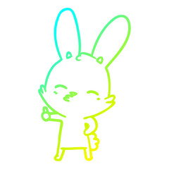 cold gradient line drawing curious bunny cartoon