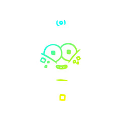 cold gradient line drawing happy energized cartoon robot