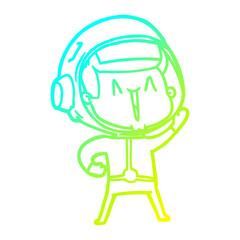 cold gradient line drawing happy cartoon astronaut