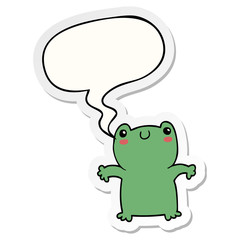 cartoon frog and speech bubble sticker