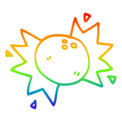 rainbow gradient line drawing cartoon striking bowling ball