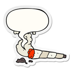 cartoon cigarette and speech bubble sticker