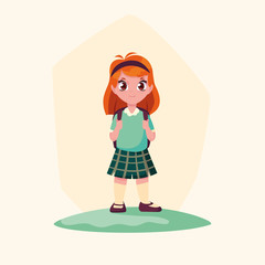 cute little student girl avatar character