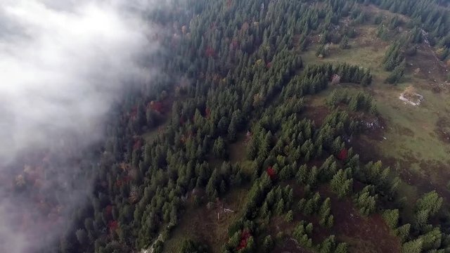 The Jura by drone, into the clouds.