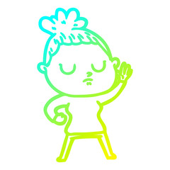 cold gradient line drawing cartoon calm woman