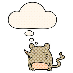 cartoon mouse and thought bubble in comic book style