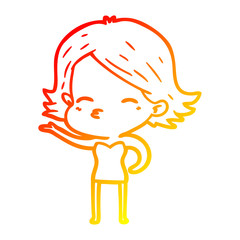 warm gradient line drawing cartoon woman