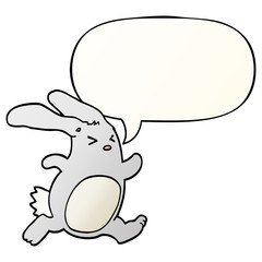 cartoon rabbit and speech bubble in smooth gradient style