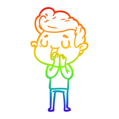 rainbow gradient line drawing happy cartoon man