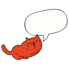 happy cartoon cat and speech bubble